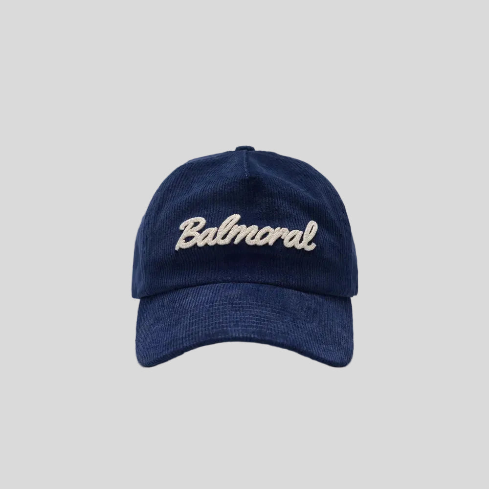 Balmraol - Unisex Chainstitch Corduroy 5-Panel Hat - Navy - Culture Athletics
