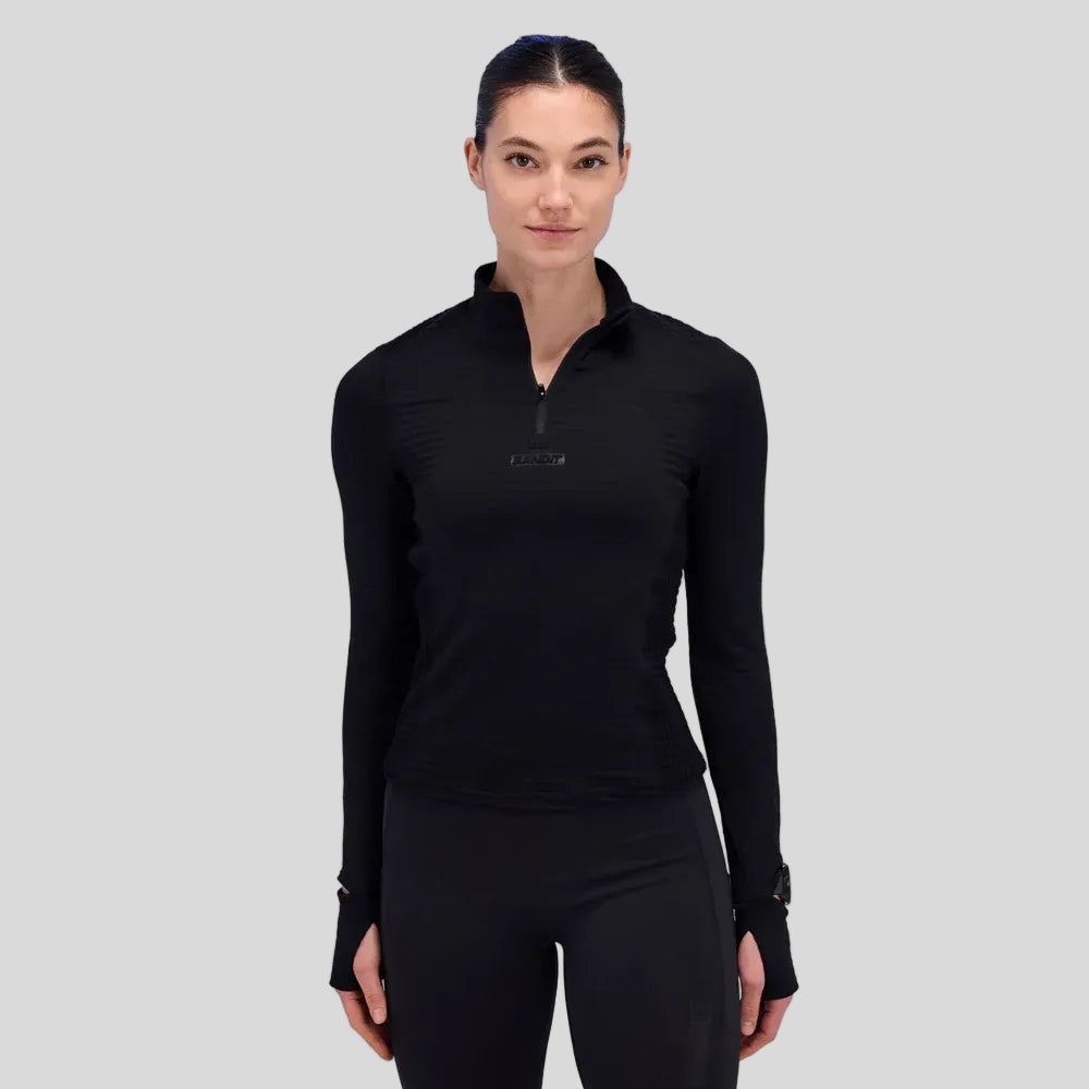 BanditRunning-WomensCaldoGridColdWeatherQuarterZip-Black-CultureAthletics