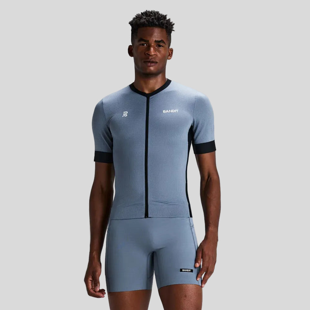Bandit - Mens GeoMesh™ 2-Way Zip Race Top - Pavillion Blue - Culture Athletics