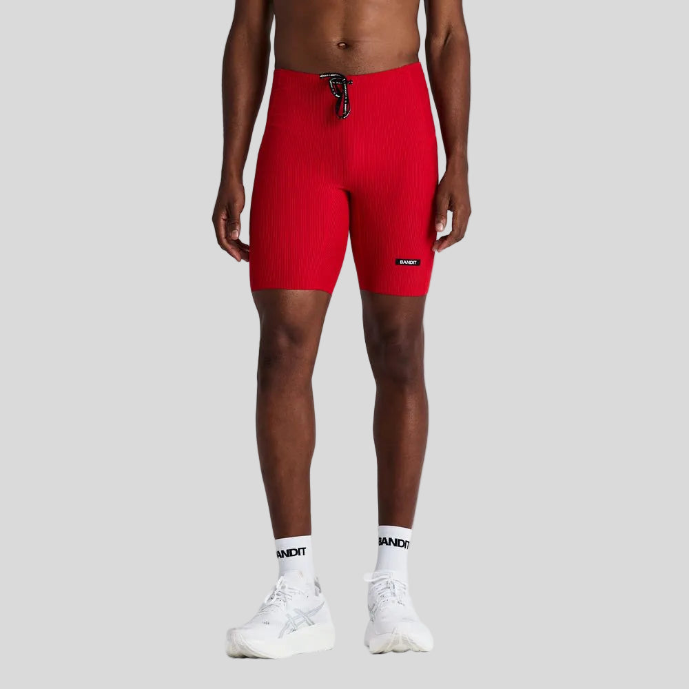 Bandit - Mens Striped Cadence™ Half Tights - Oxide Red/Signal Red - Culture athletics