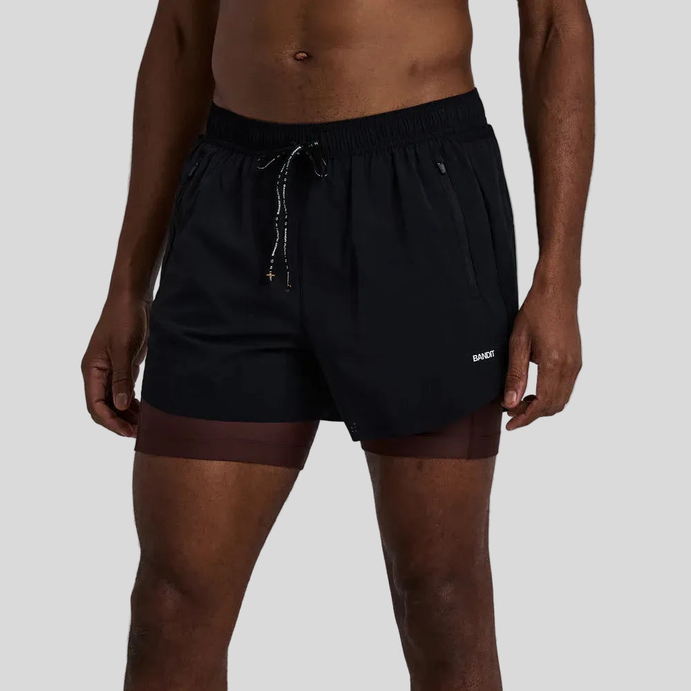 Bandit - Mens Vento™ Next Gen 2-In-1 Run Short - Black - Culture Athletics