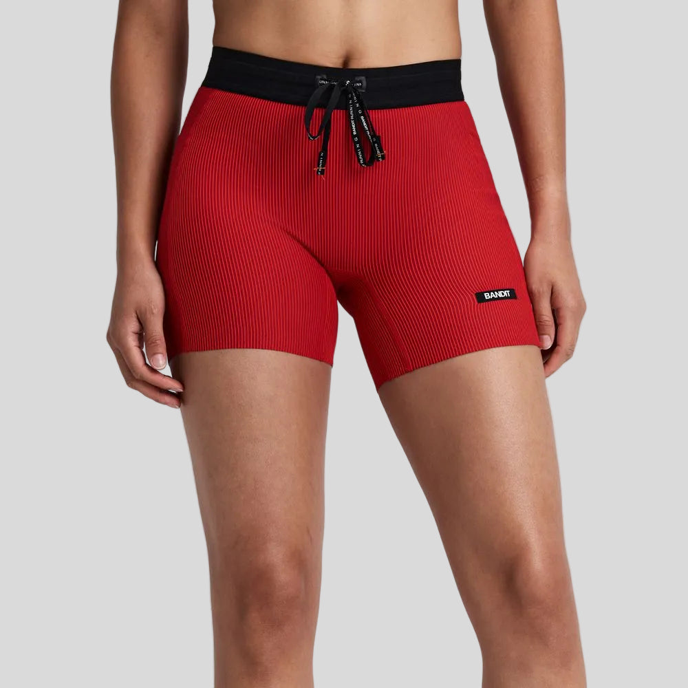 Bandit - Womens Striped Cadence™ 5" Compression Shorts - Oxide Red/Signal Red - Culture Athletics