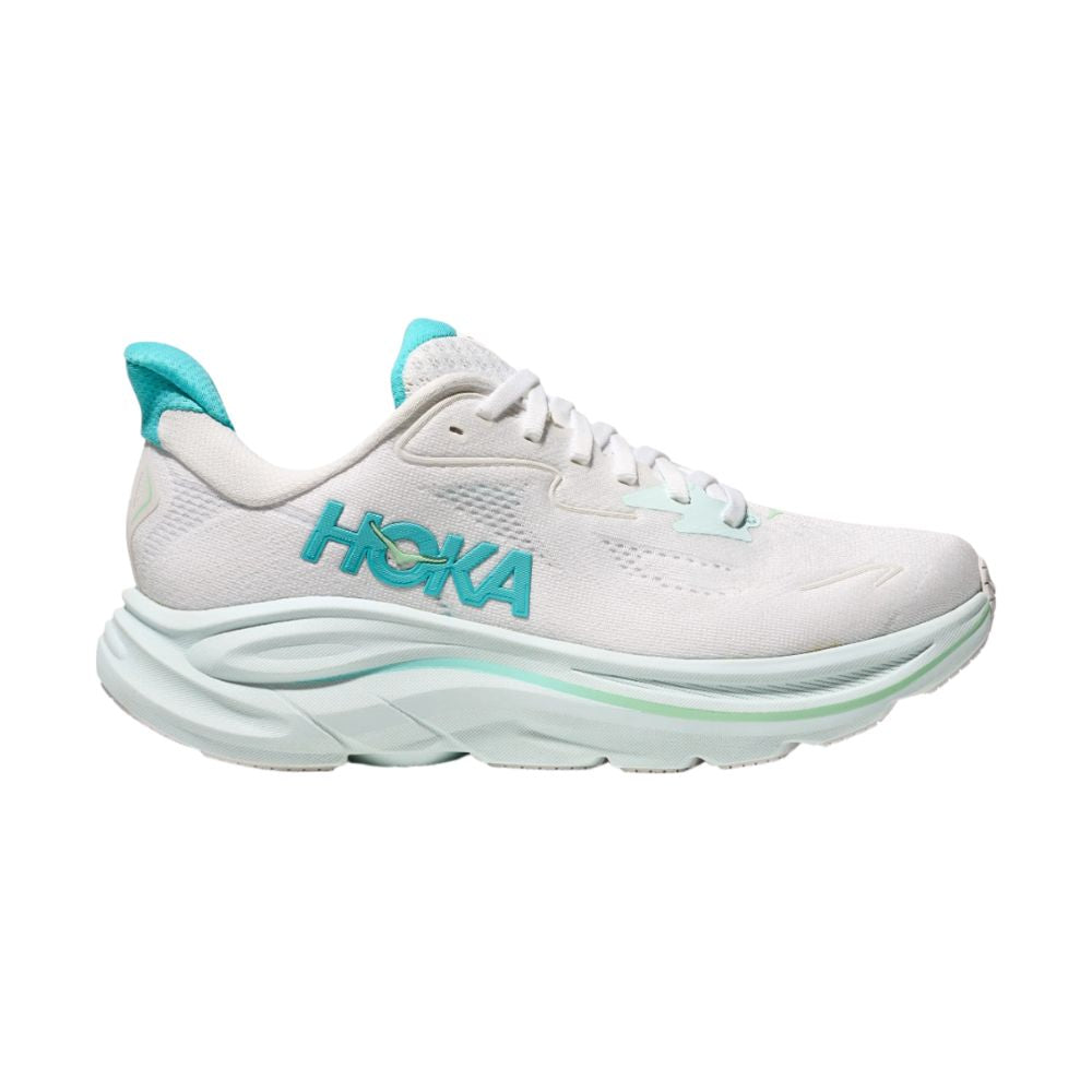 HokaWomens Clifton 10 WIDE - White/Cielo Blue-Culture Athletics