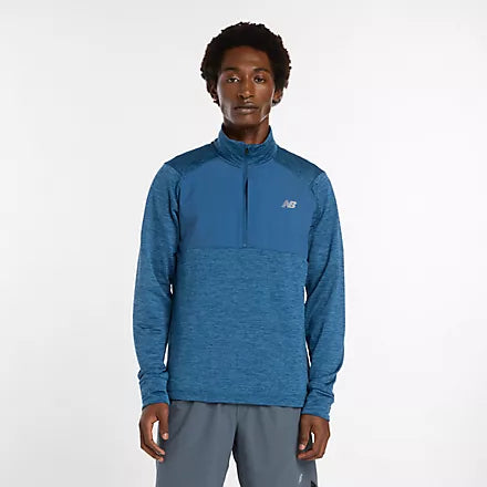 New Balance - Mens Athletics Heat Grid 1/2 Zip - Dark Shoreline Blue Heather - Culture Athletics