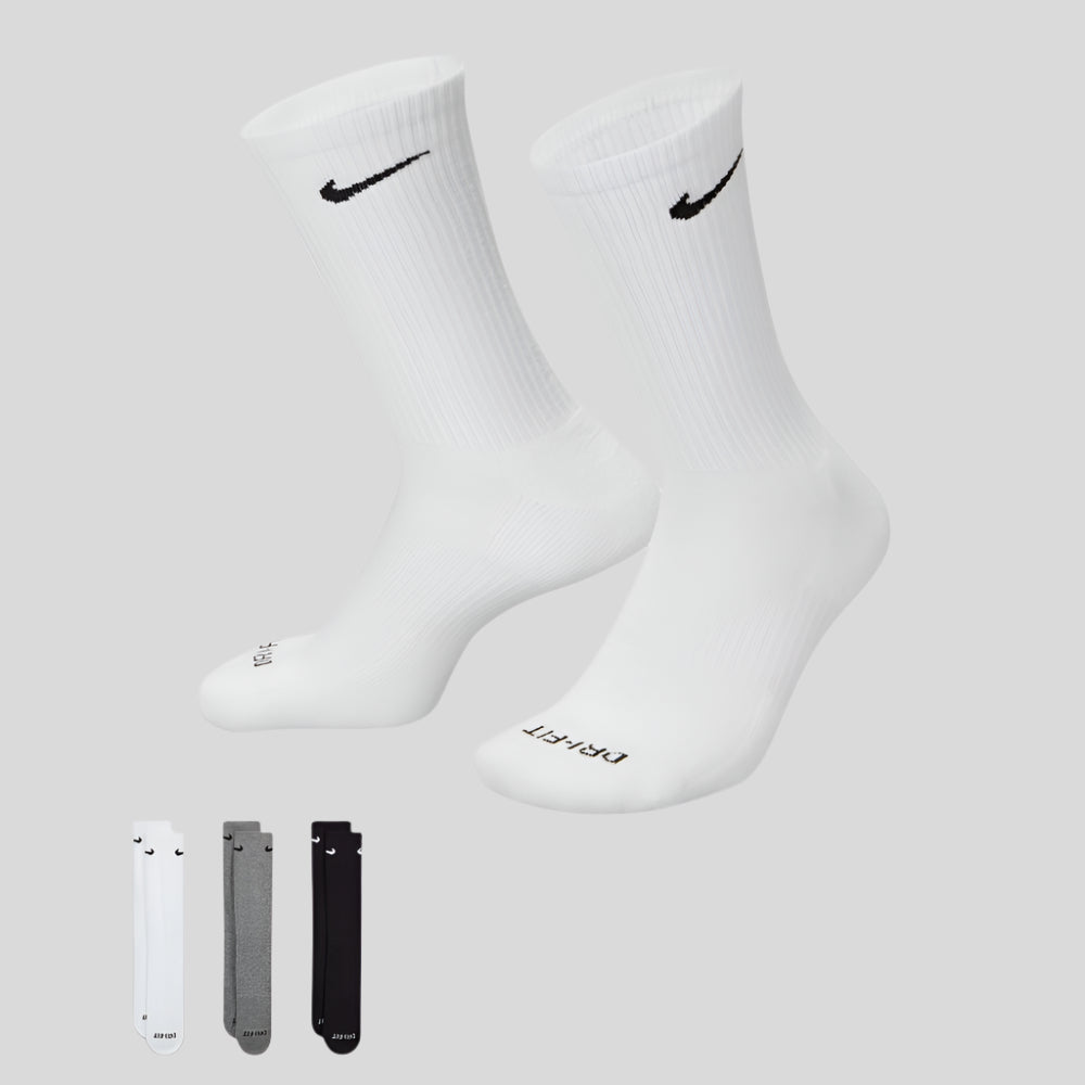 Nike - Everyday Plus Cushioned Training Crew Socks (3 Pairs) - Multi/White/Grey/Black - Culture Athletics