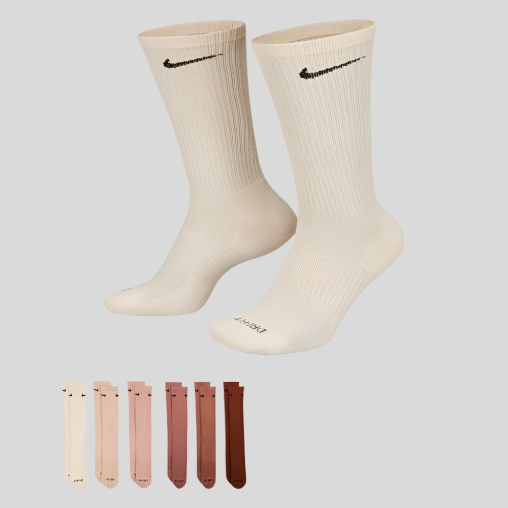 Nike - Nike Everyday Plus Cushioned Training Crew Socks (6 Pairs) - Multi/Brown - Culture Athletics