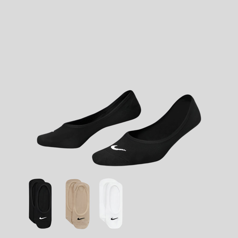 Unisex Everyday Light Weight Training No Show Socks (3 Pairs) - Black/Beige/White