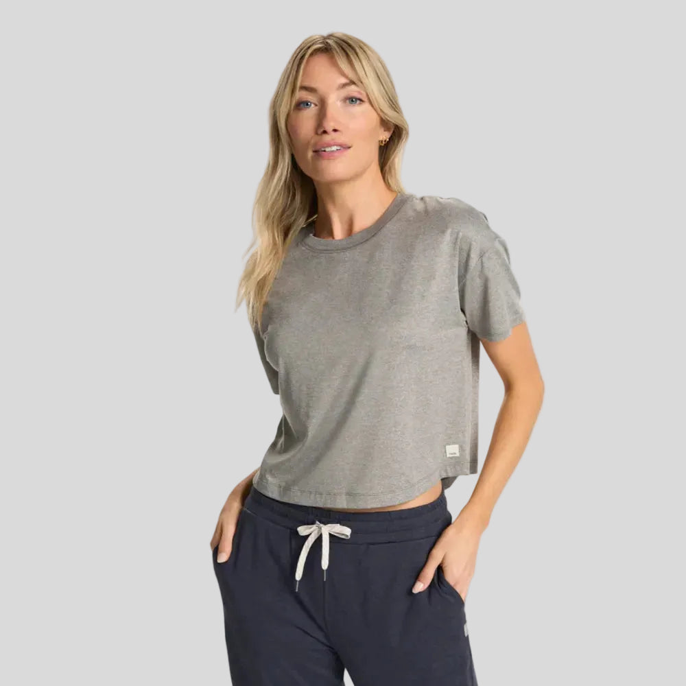 Vuori - WomensEnergyTeeLong-HeatherGrey - Culture Athletics