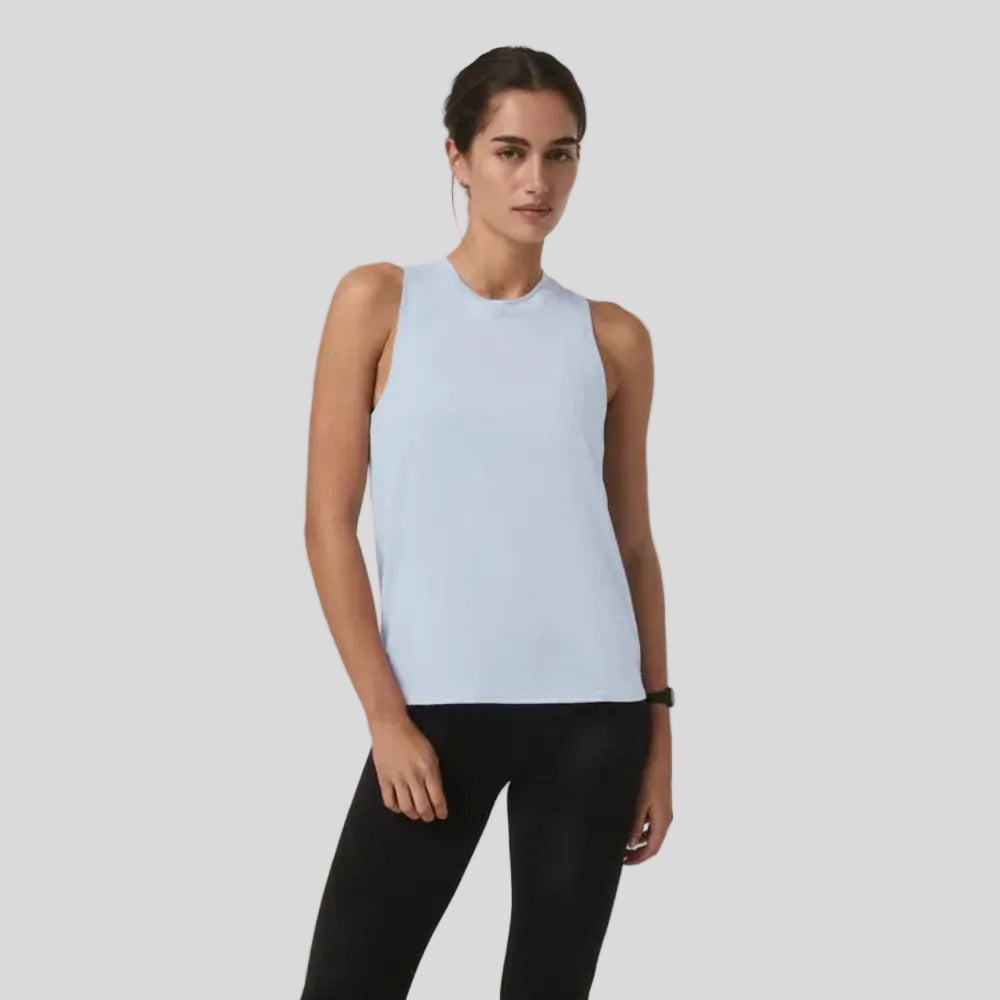 Vuori - Womens Energy Top Long - Soft Sky Heather - Culture Athletics