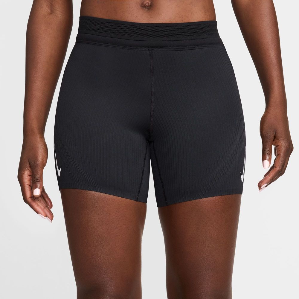 Womens Dri FIT ADV Aeroswift Mid Rise 5 Inch Running Shorts Black Culture Athletics