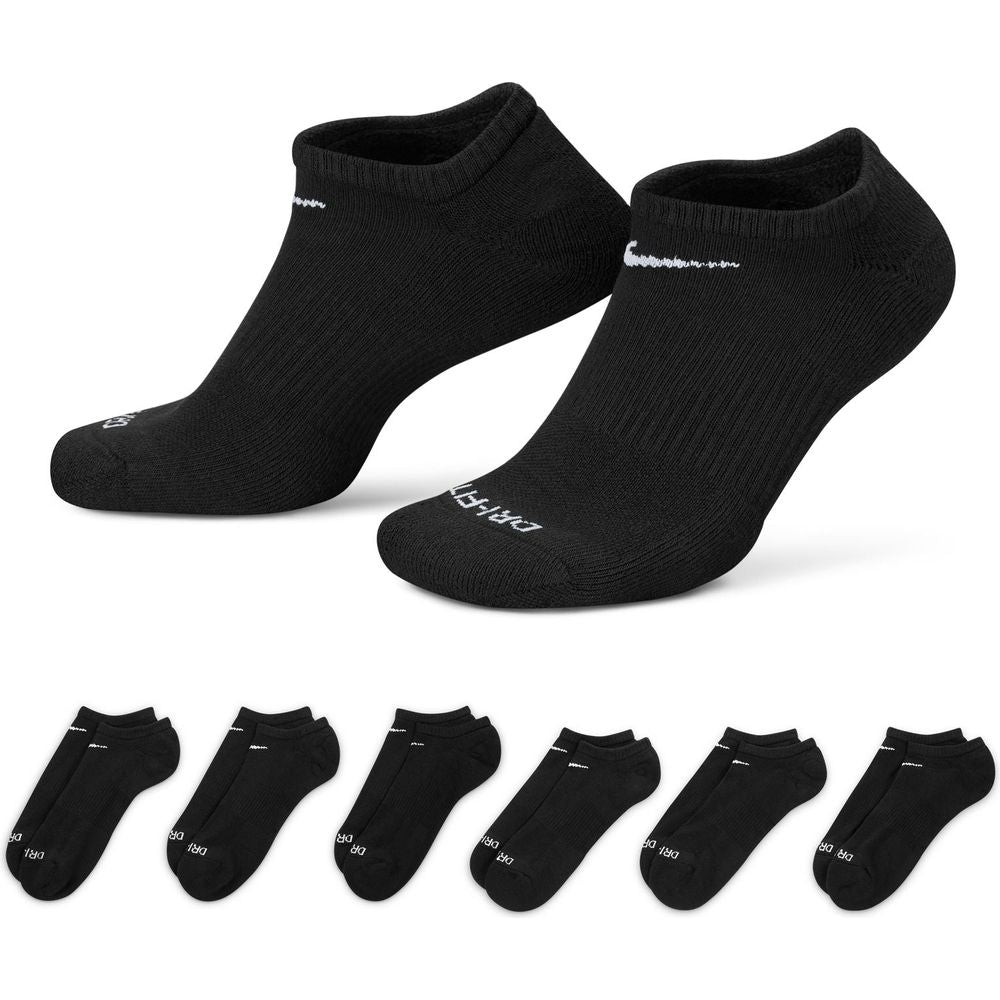 Nike Everyday Plus Cushion No Show Socks 6 pack Black White L