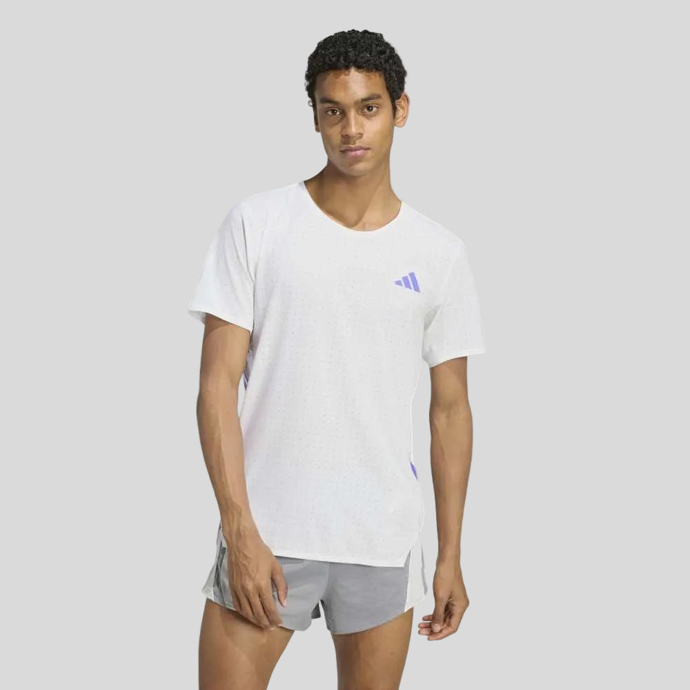 Adidas - Mens Adizero Running Tee - White/Solar Purple - Culture Athletics