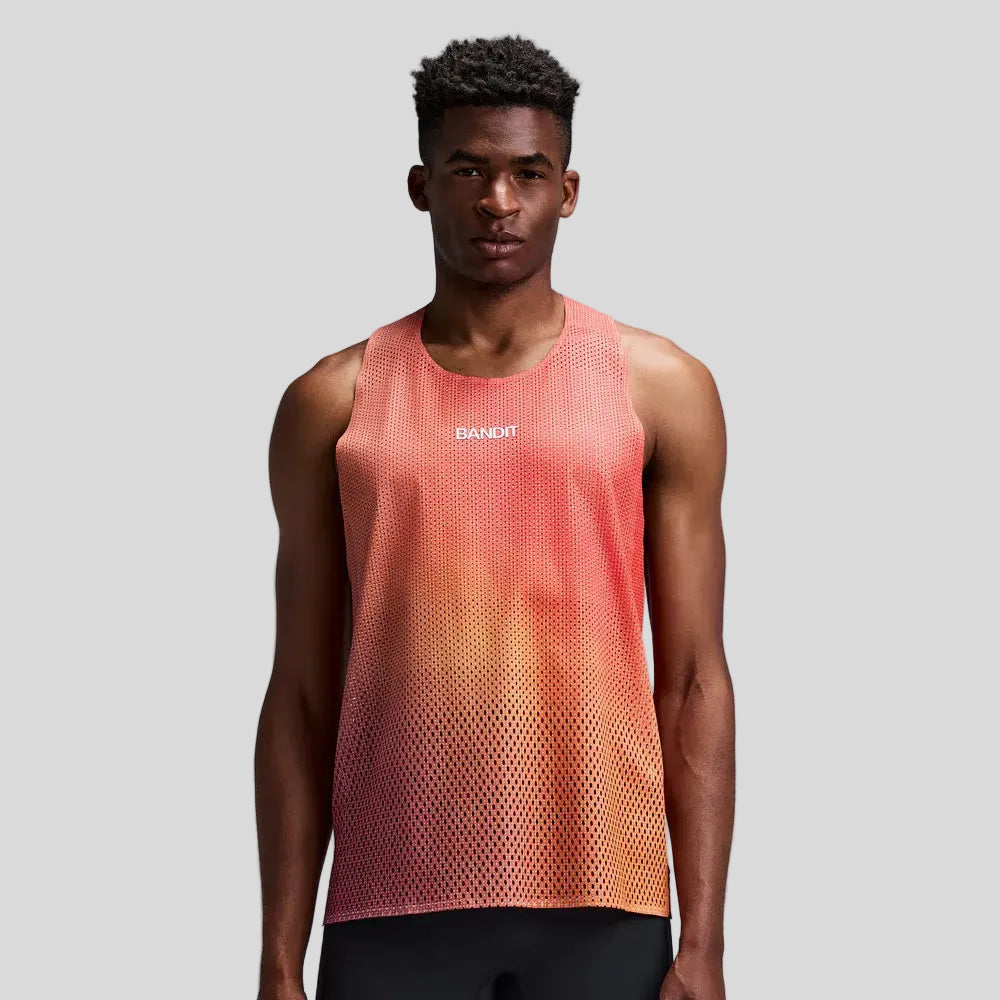 Bandit - Mens Shredder™ Race Singlet with Flopack™ - Linear Gradient - Poppy/Copal - Culture Athletics