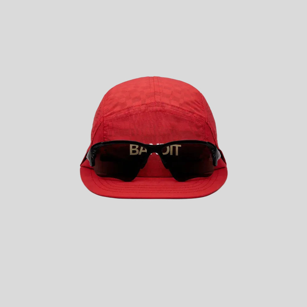 Bandit - Unisex Nylon Run Hat with Sunglasses Holder - Oxide Red/Signal Red - Culture Athletics