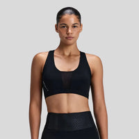 Womens Stamina-V™ GeoMesh™ V-Neck Run Bra - Black