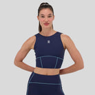 Bandit Running - Womens Stamina™ Pop Stitch Volta™ Crop - NY Navy/Vintage Blue - Culture Athletics