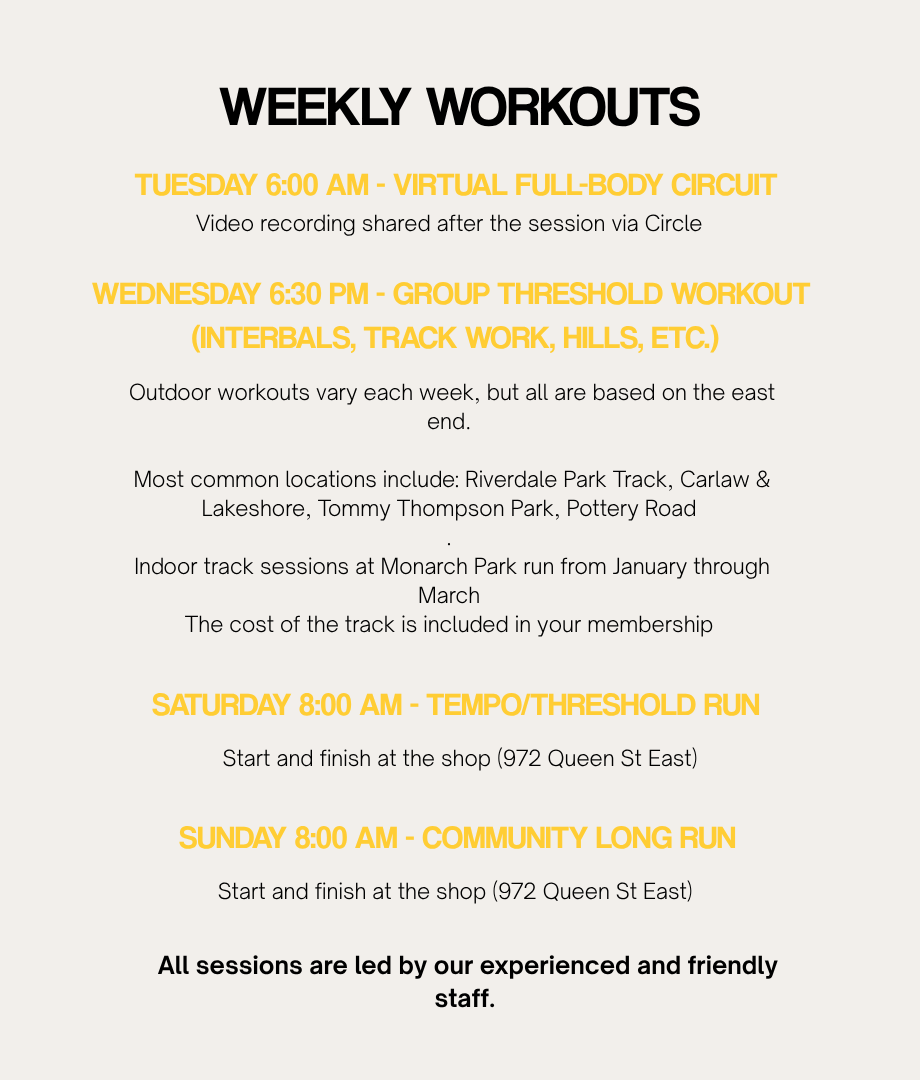 WEEKLY WORKOUTS