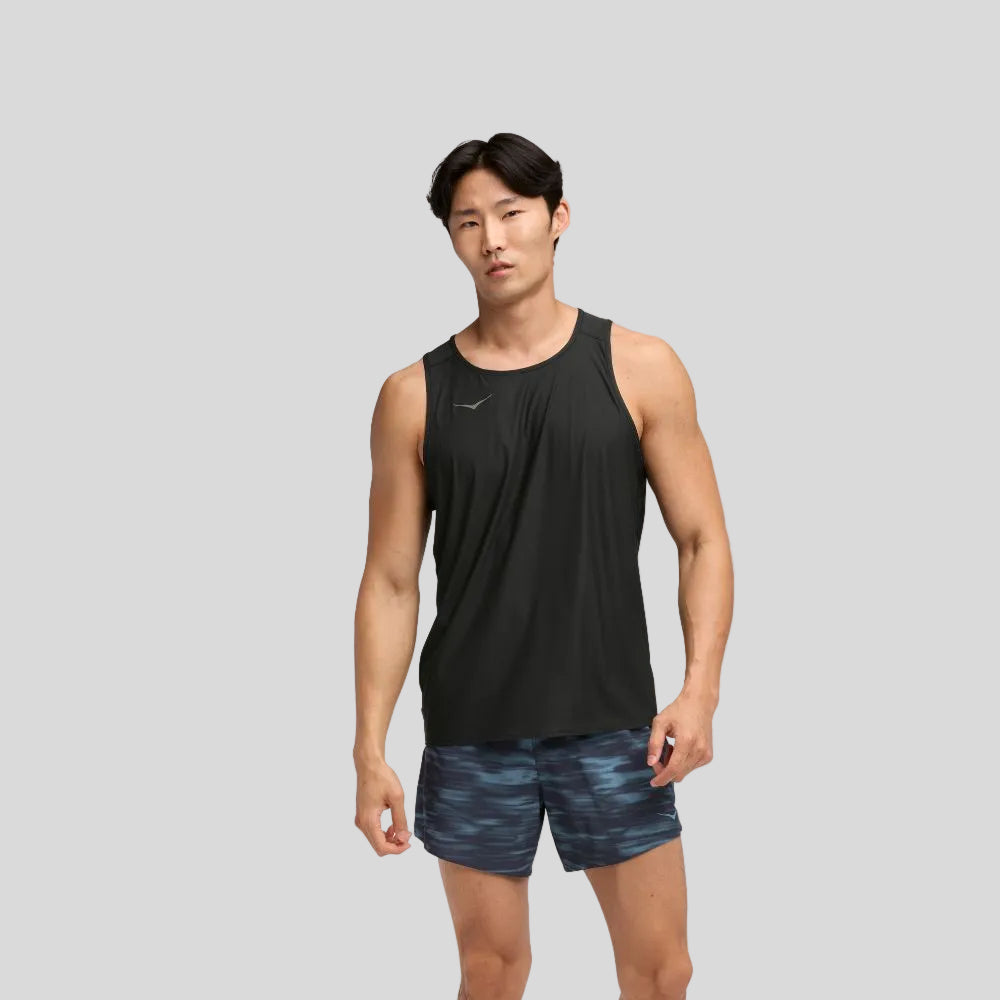 Hoka - Mens Airolite Tank 2.0 - Black - Culture Athletics