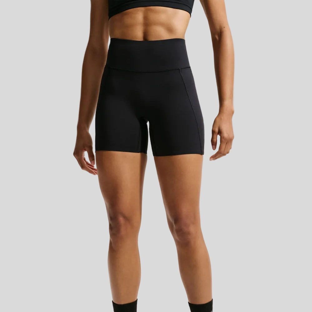 Nike - Women's Medium-Support High-Waisted 5 inch Biker Shorts with Pockets - Black - Culture Athletics