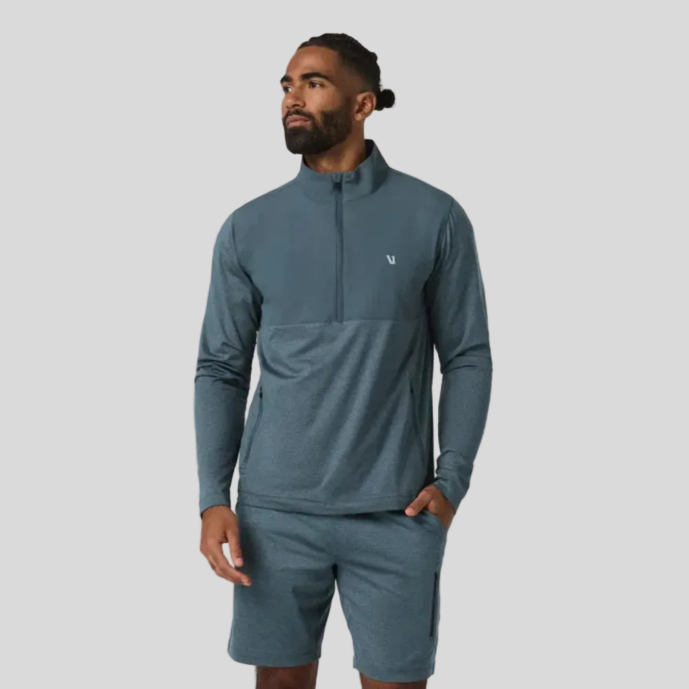 Vuori - Mens Sunday Element Half Zip - Blue Sea Heather - Culture Athletics