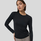 Vuori - Womens Long-Sleeve Lux Crew Tee - Black - Culture Athletics