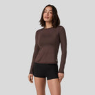 Vuori - Womens Long-Sleeve Lux Crew Tee - Java - Culture Athletics