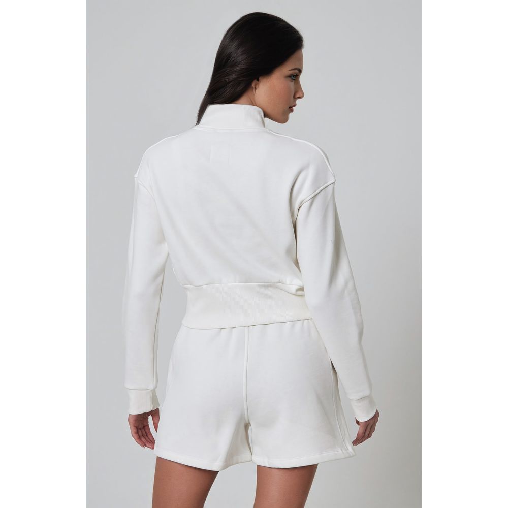 Womens Comfort Cropped Full Zip Jacket - Brilliant White