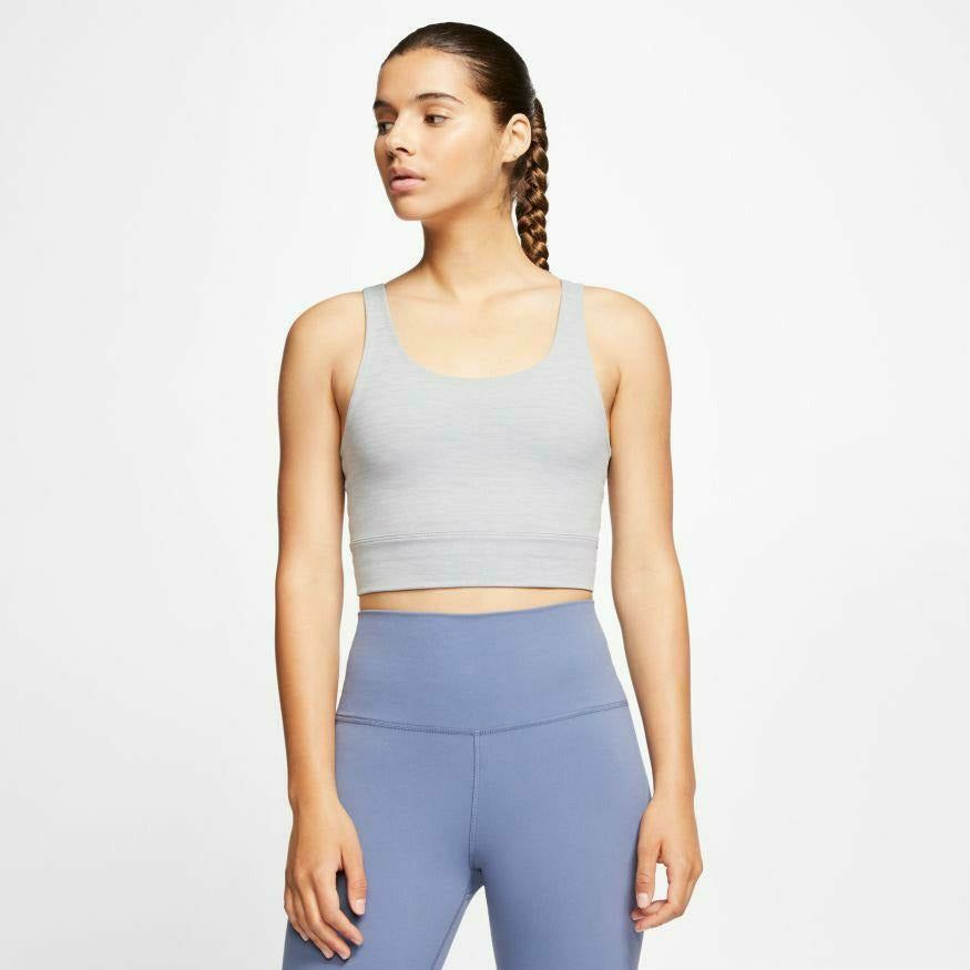 Womens Yoga Luxe Infinalon Crop Top - Particle Grey Heather/Platinum Tint-Culture Athletics