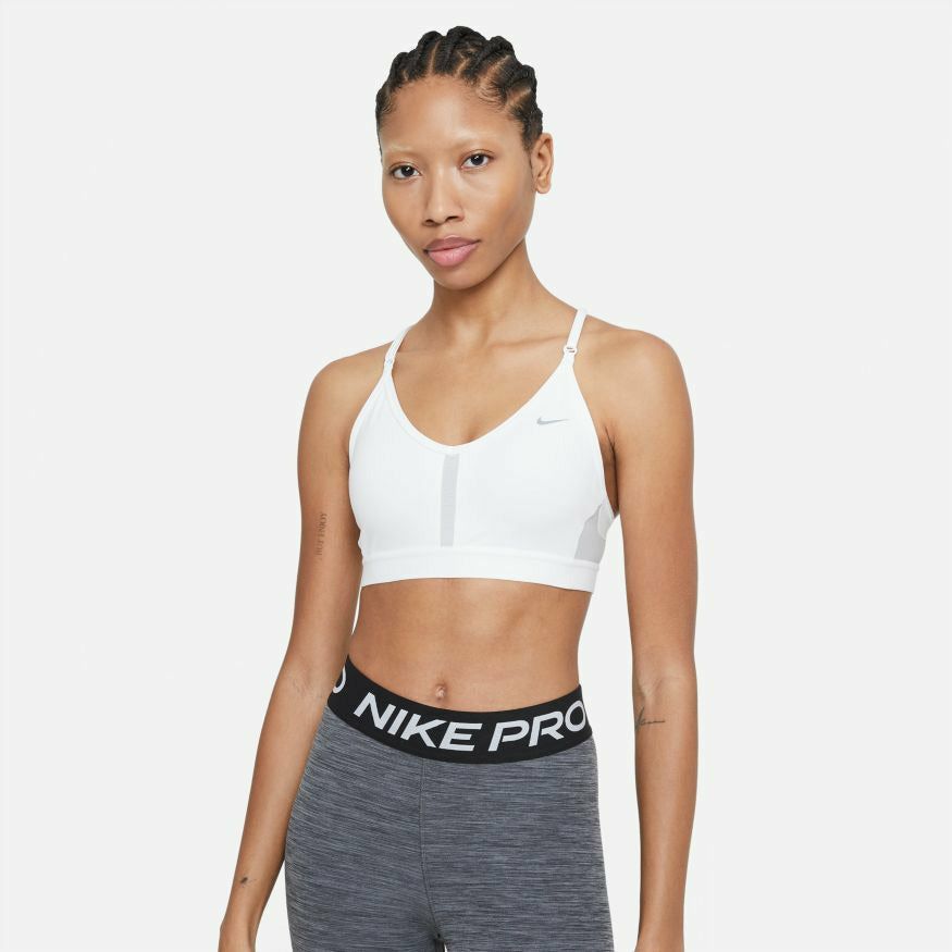Nike Womens Dri-FIT Indy V-Neck Sports Bra - White