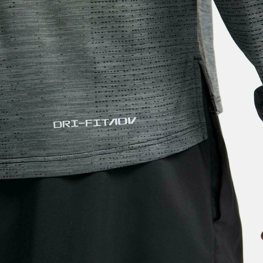 Mens Dri-FIT ADV Techknit Ultra Long-Sleeve Running Top - Black/Iron Grey Heather-Culture Athletics