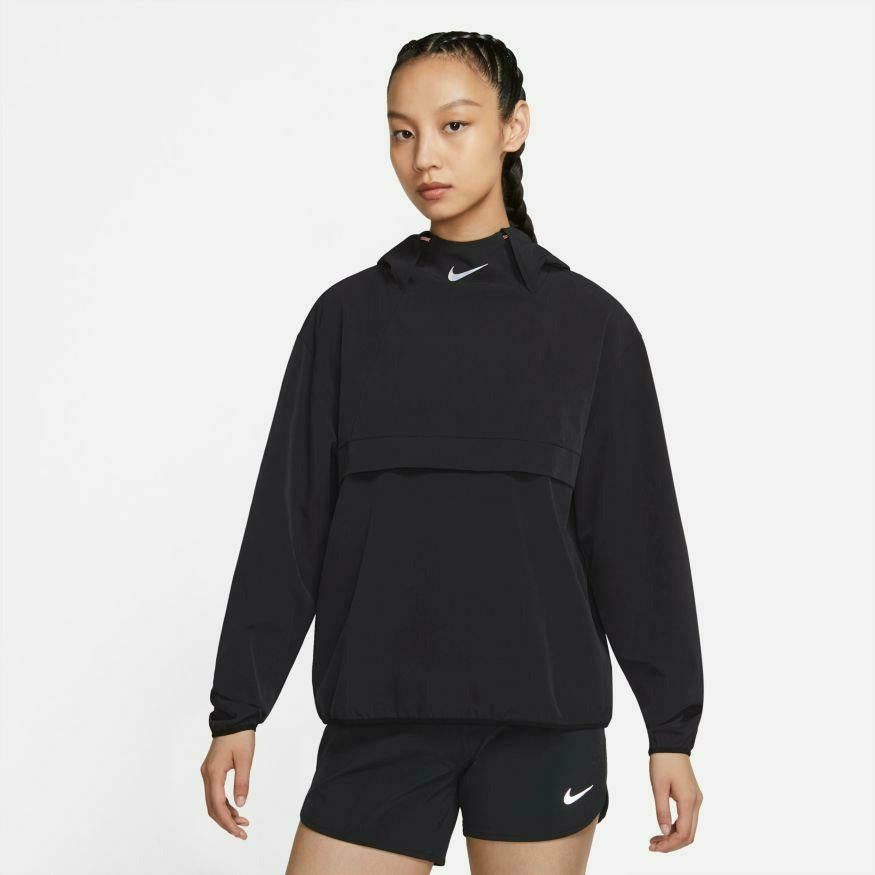 Womens Dri-FIT Run Division Packable Pullover Running Jacket - Black-Culture Athletics