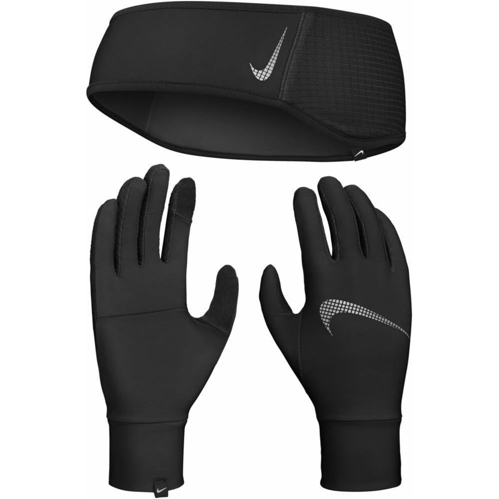 Womens Essential Headband and Glove Set - Black/Black/Silver-Culture Athletics