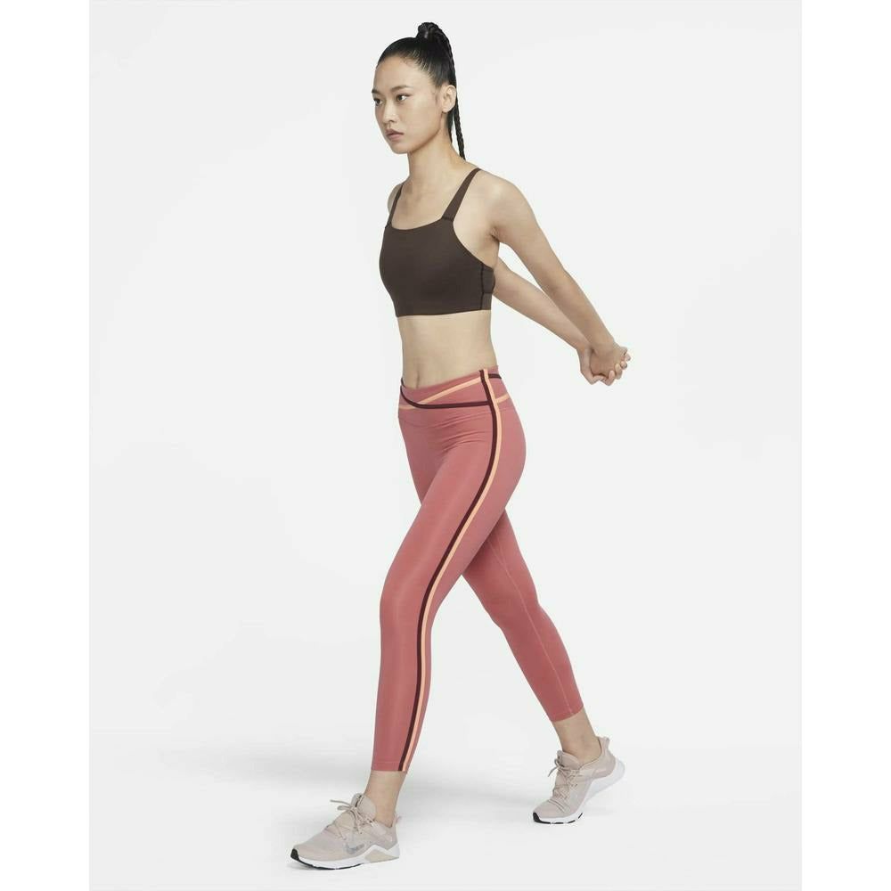 Womens Swoosh Luxe Medium-Support Padded Sports Bra - Brown Basalt/Light Chocolate-Culture Athletics